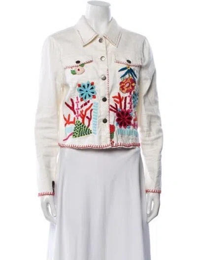 Pre-owned Ramy Brook Patterned Jacket In White