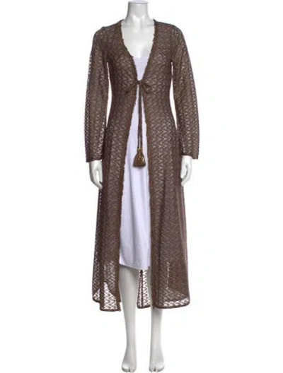 Pre-owned Ramy Brook Patterned Long Dress In Brown