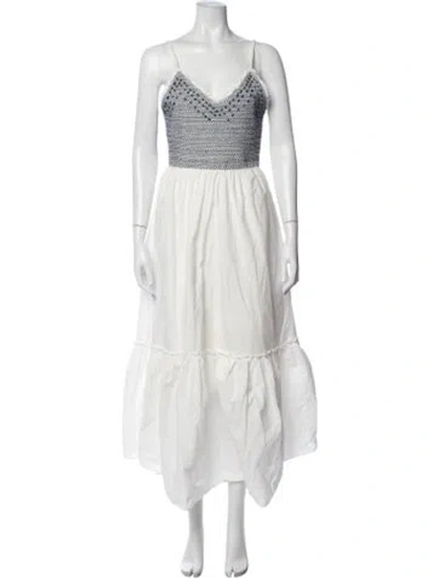 Pre-owned Ramy Brook Patterned Long Dress In White