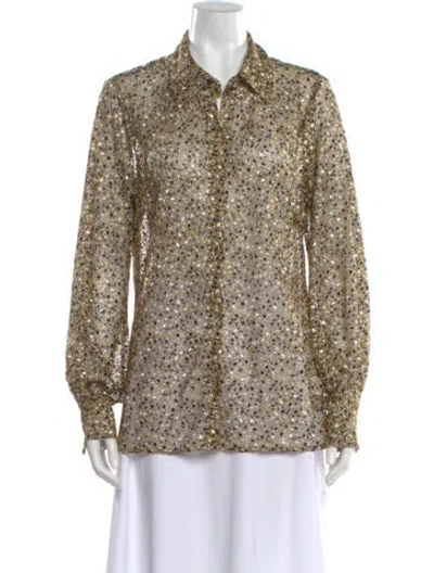 Pre-owned Ramy Brook Patterned Long Sleeve Blouse W/ Tags In Multi