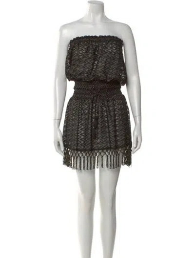 Pre-owned Ramy Brook Patterned Mini Dress In Black