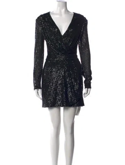 Pre-owned Ramy Brook Patterned Mini Dress In Black