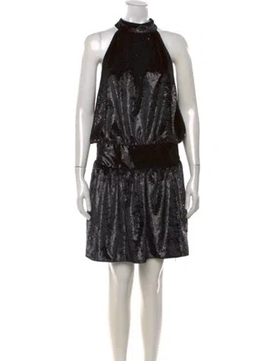 Pre-owned Ramy Brook Patterned Mini Dress In Black