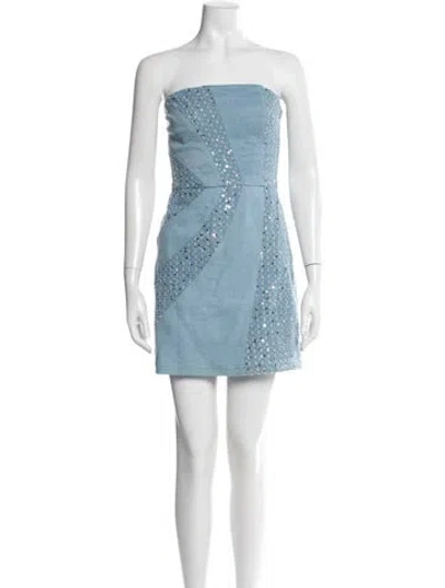 Pre-owned Ramy Brook Patterned Mini Dress In Blue