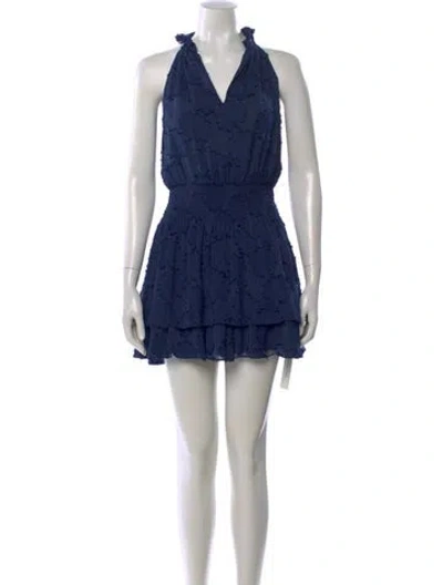 Pre-owned Ramy Brook Patterned Mini Dress In Blue