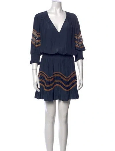 Pre-owned Ramy Brook Patterned Mini Dress In Blue