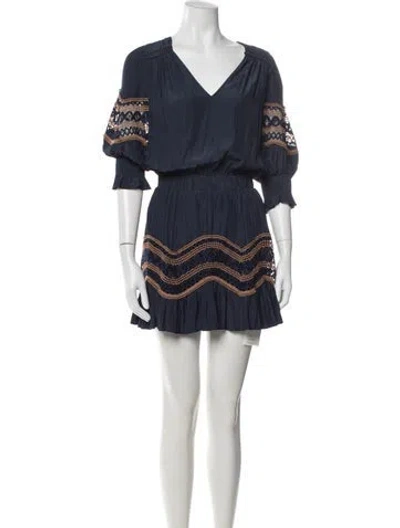 Pre-owned Ramy Brook Patterned Mini Dress In Blue