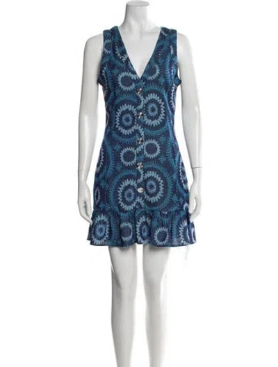 Pre-owned Ramy Brook Patterned Mini Dress In Blue