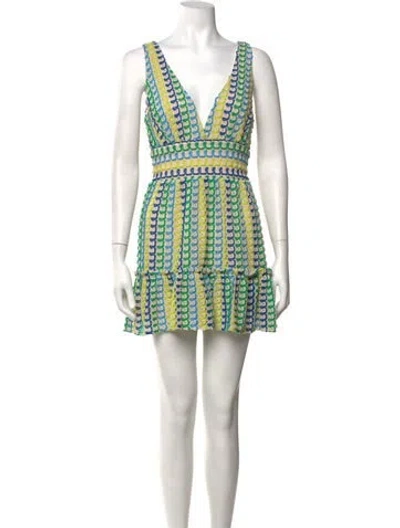 Pre-owned Ramy Brook Patterned Mini Dress In Green
