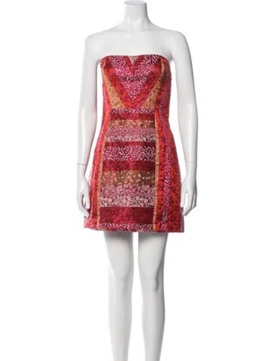 Pre-owned Ramy Brook Patterned Mini Dress In Red