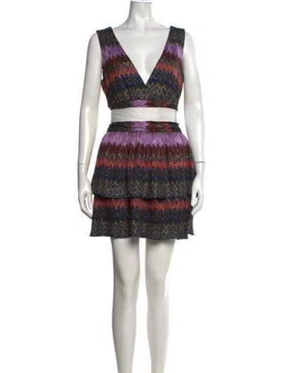 Pre-owned Ramy Brook Patterned Mini Dress W/ Tags In Black/blue