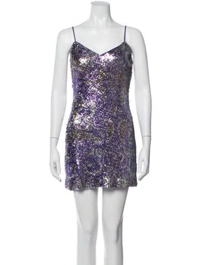 Pre-owned Ramy Brook Patterned Mini Dress W/ Tags In Purple