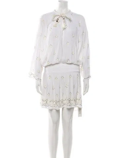 Pre-owned Ramy Brook Patterned Mini Dress In White