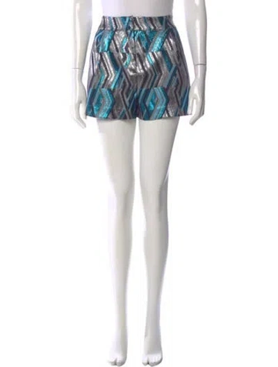 Pre-owned Ramy Brook Patterned Mini Shorts W/ Tags In Blue