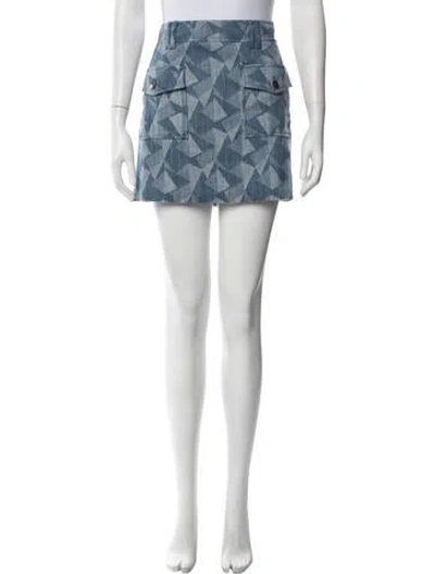 Pre-owned Ramy Brook Patterned Mini Skirt In Blue