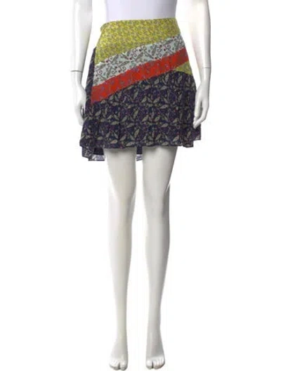 Pre-owned Ramy Brook Patterned Mini Skirt In Blue/red/yellow