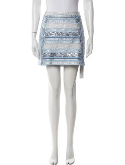 Pre-owned Ramy Brook Patterned Mini Skirt In Blue/white