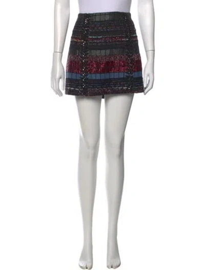 Pre-owned Ramy Brook Patterned Mini Skirt W/ Tags In Black