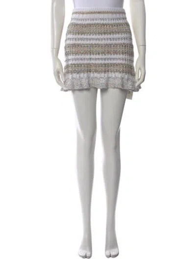 Pre-owned Ramy Brook Patterned Mini Skirt In White