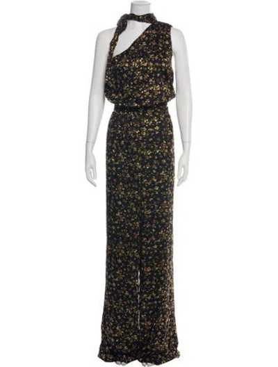 Pre-owned Ramy Brook Patterned One-shoulder Jumpsuit In Black