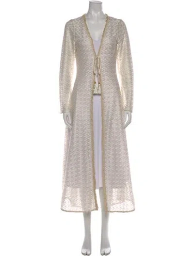 Pre-owned Ramy Brook Patterned Open Front Sweater In Neutral