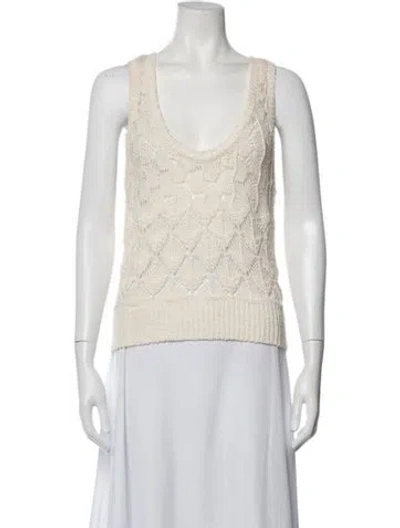 Pre-owned Ramy Brook Patterned Scoop Neck Sweater In Brown