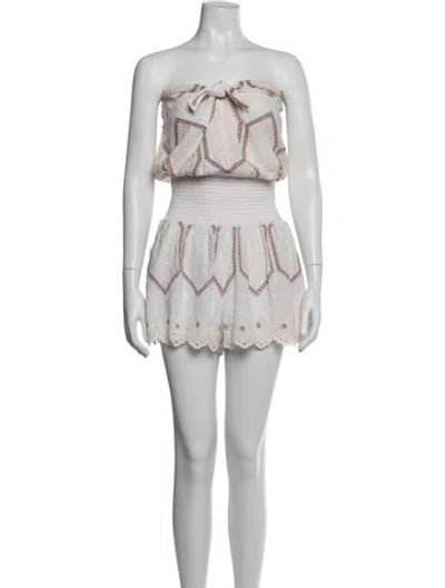 Pre-owned Ramy Brook Patterned Strapless Romper In Neutral