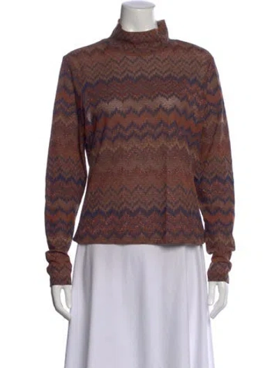Pre-owned Ramy Brook Patterned Turtleneck Sweater In Brown