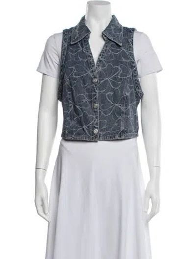 Pre-owned Ramy Brook Patterned Vest In Black