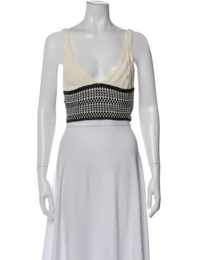 Pre-owned Ramy Brook Patterned V-neck Crop Top In Multi