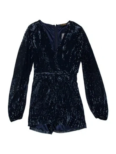 Pre-owned Ramy Brook Patterned V-neck Romper W/ Tags In Blue