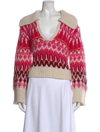 Pre-owned Ramy Brook Patterned V-neck Sweater In Multi