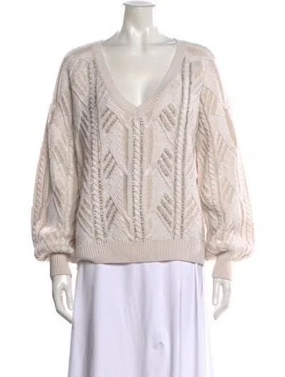 Pre-owned Ramy Brook Patterned V-neck Sweater In Neutrals
