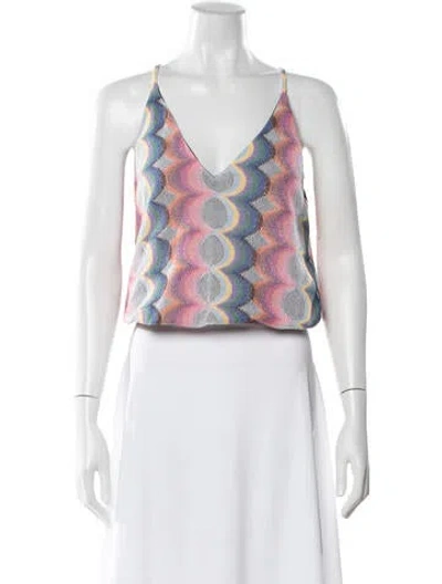 Pre-owned Ramy Brook Patterned V-neck Top In Pink
