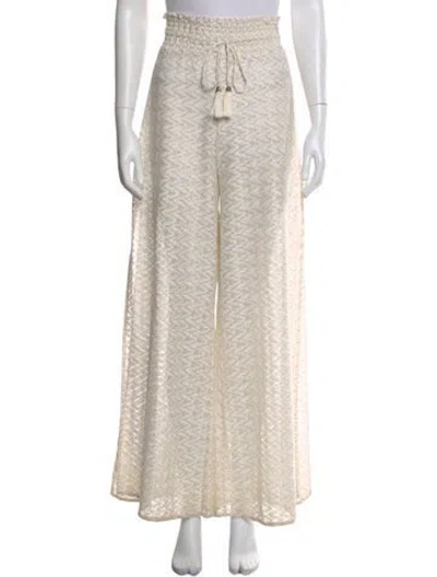 Pre-owned Ramy Brook Patterned Wide Leg Pants In White