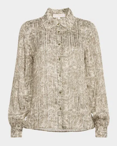 Ramy Brook Pauline Button-front Silk Blouse In Neutral