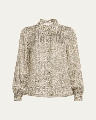 Ramy Brook Pauline Button-front Silk Blouse In Neutral