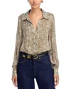 Ramy Brook Pauline Abstract Snakeskin Print Silk Blend Button-up Shirt In Neutral