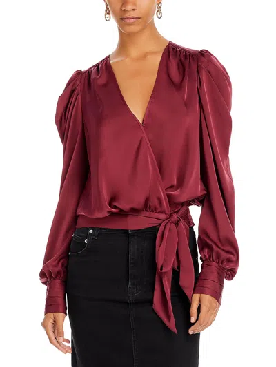 Ramy Brook Pauline Womens Side Tie Bishop Sleeve Wrap Top In Purple