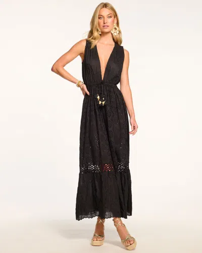 Ramy Brook Paxton Chambray Maxi Coverup Dress In Black