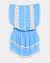 Ramy Brook Perry Shell Trim Strapless Cover-up Minidress In Serene Blue