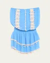 Ramy Brook Perry Shell Trim Strapless Cover-up Minidress In Serene Blue