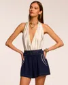 Ramy Brook Petra Belted Mini Short In Spring Navy
