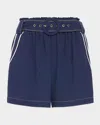 Ramy Brook Petra Belted Mini Short In Spring Navy
