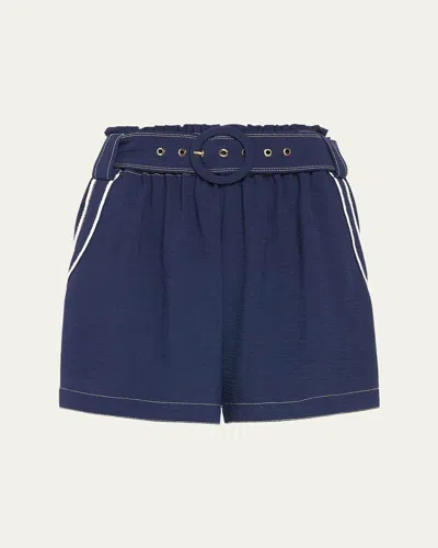 Ramy Brook Petra Belted Shorts In Spring Navy