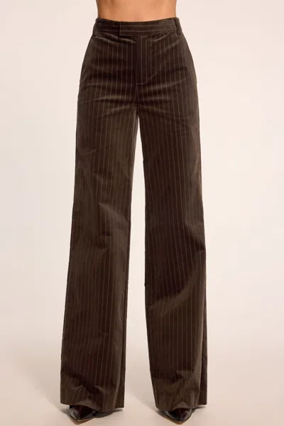 Ramy Brook Phoebe Pinstripe Velvet Wide Leg Pant In Heritage Brown