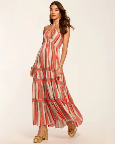 Ramy Brook Phyllis Halter Coverup Maxi Dress In Orange