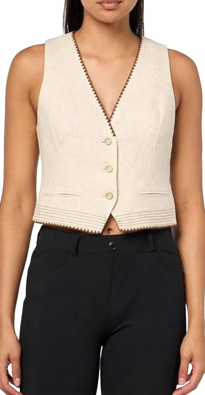 Ramy Brook Pilar Embroidered Vest In Linen In Beige
