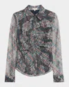 Ramy Brook Plaid Hamilton Button-front Blouse In Gray