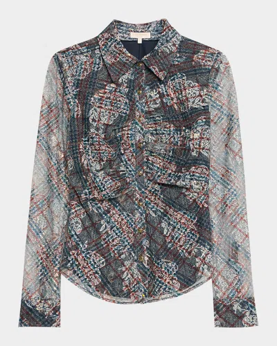 RAMY BROOK PLAID HAMILTON BUTTON-FRONT BLOUSE